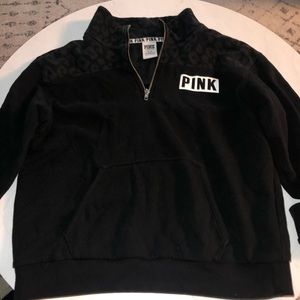 PINK Black Leopard Half Zip